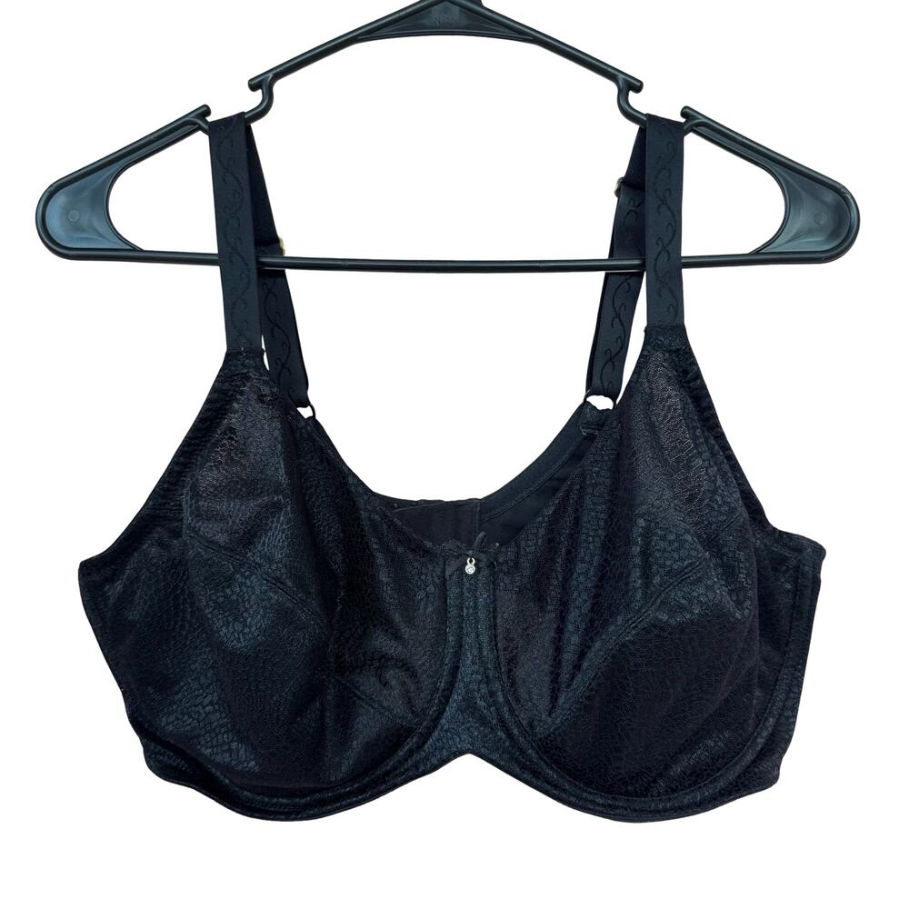 Lilyette 400 Full Figure Mesh Minimizer Bra Black 40D Underwire Adjustable Strap